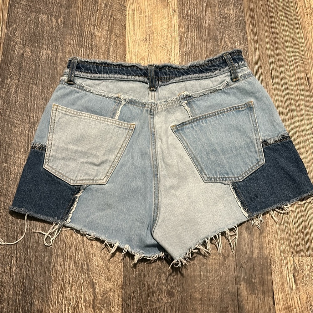 Wild Fable Patchwork Checkered Shorts Size 6 Women’s Jean Raw Hem Shorts - Picture 7 of 8